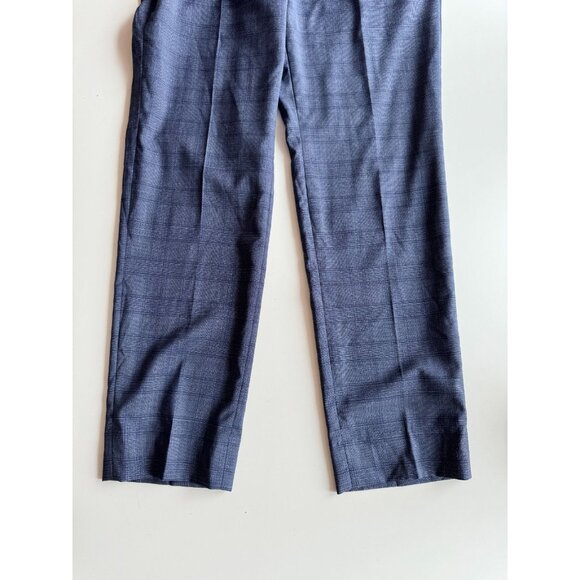 EMPORIO ARMANI Dark Blue Check 100% Wool Trousers Dress Pants, Size 54 - Picture 4 of 13
